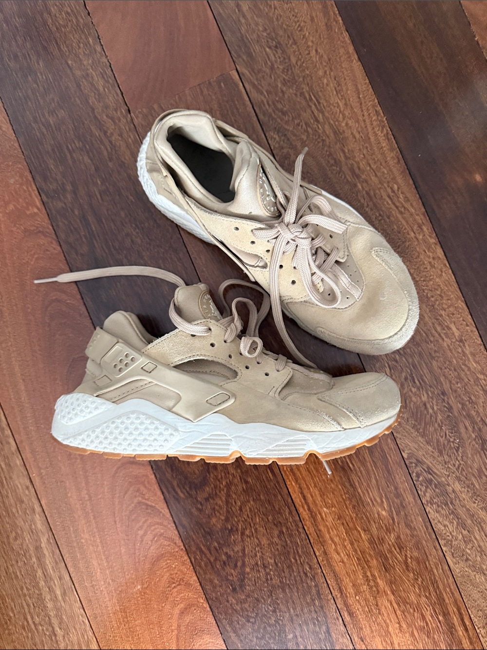 Nike Kids Beige Suede Sneakers with White Soles